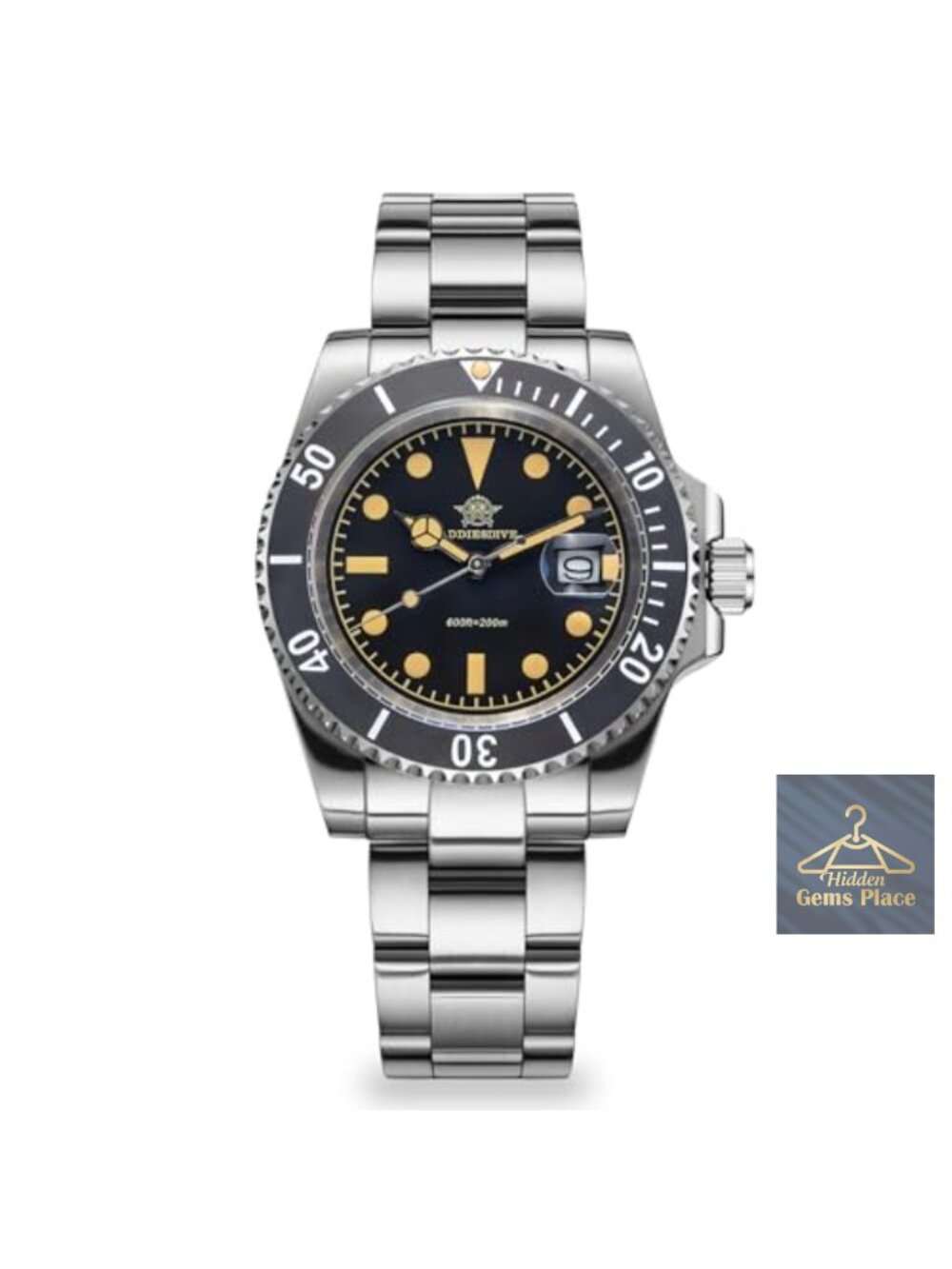 Men's Stainless Steel Bracelet Analog Quartz Dive Watch 200M Waterproof